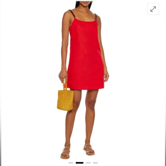 SOLID&STRIPED The Roma Chain Trimmed cotton and linen-blend mini dress - Picture 2 of 4